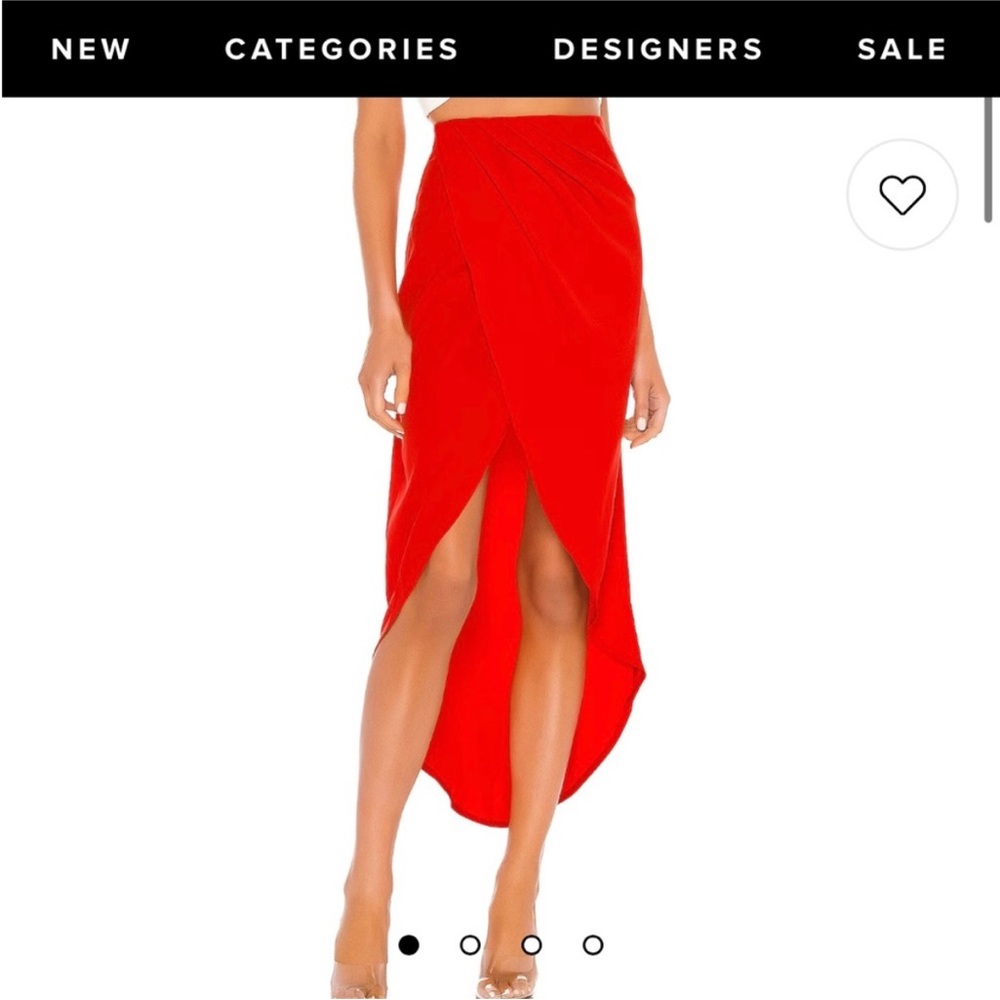 superdown Red High-Low Wrapped Skirt